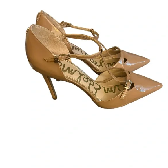 Sam Edelman Nude Patent Leather T-Strap 4” Heels. Size 8.5 - Picture 8 of 10